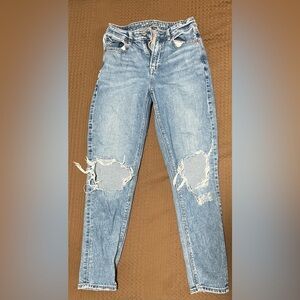 American Eagle Outfitters Blue Mom Jeans Distressed